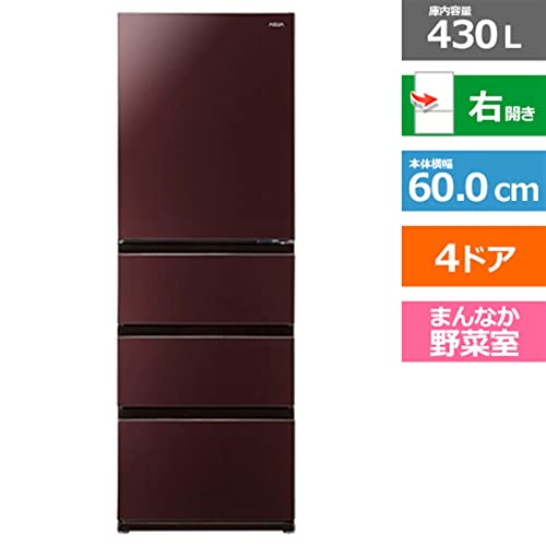 Amazon | AQUA 4ドア冷蔵庫(430L・右開き) クリアモカブラウン AQR